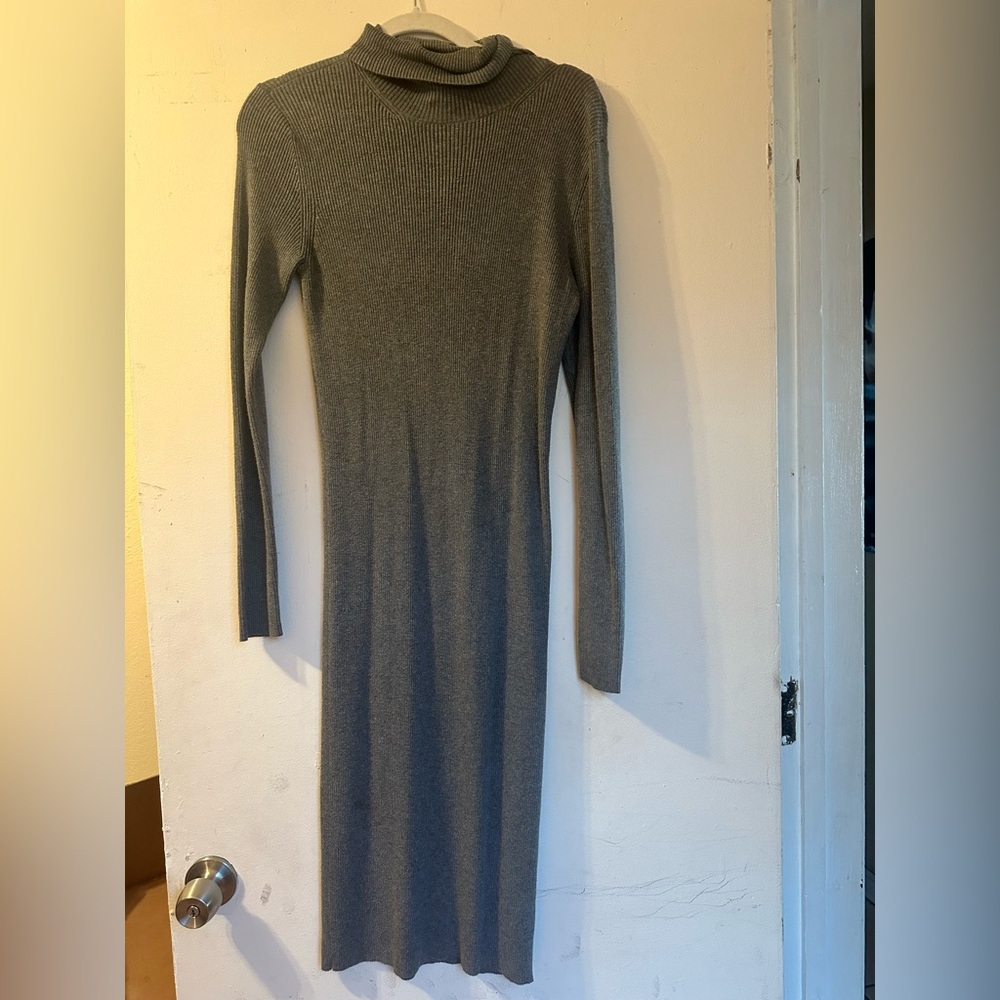 Express Turtleneck Gray Long Sleeve Knit Dress